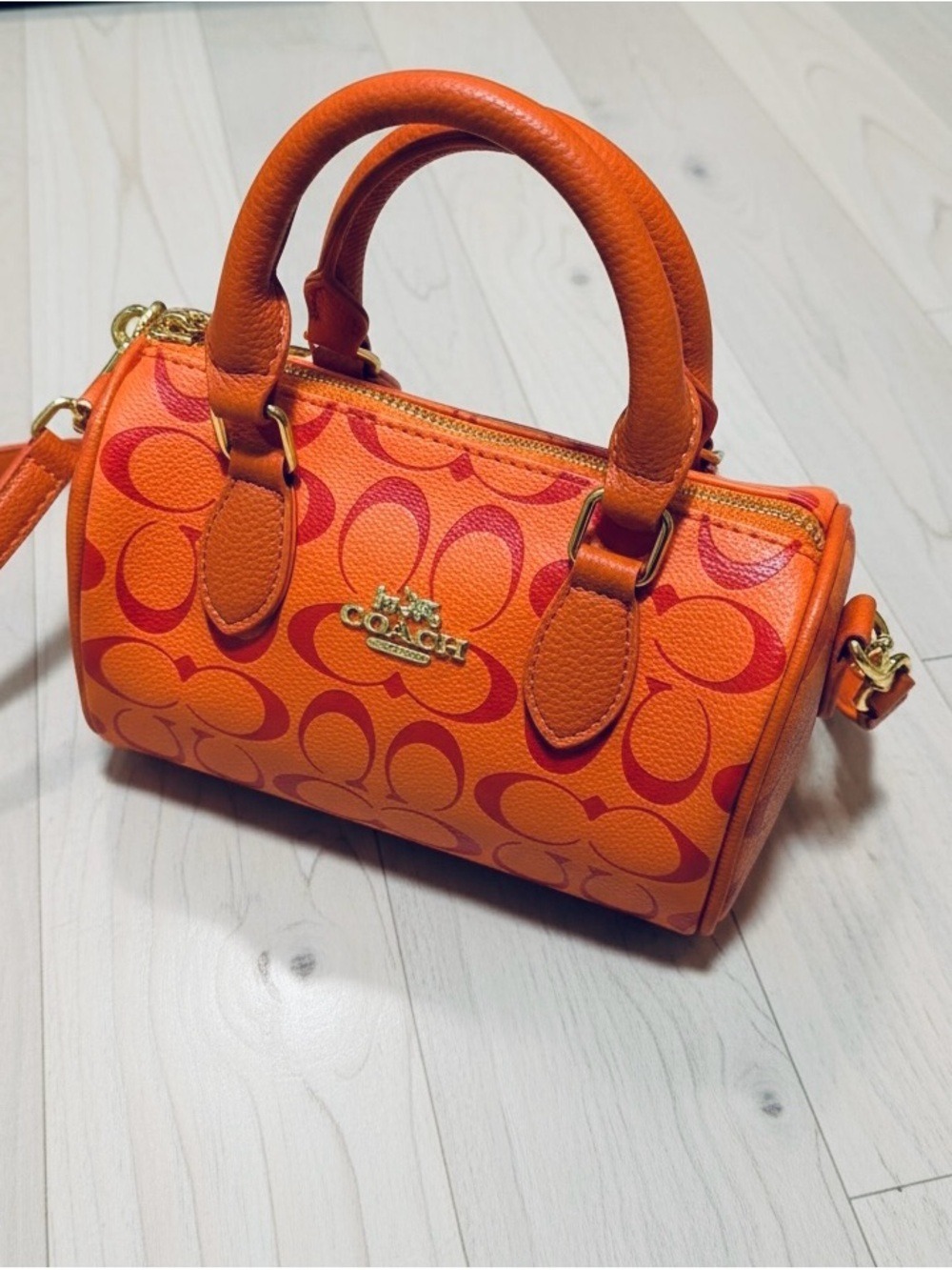 Coach Rowan Mini Bright Orange Signature Mini Satchel